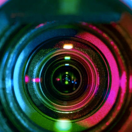 A colourful video camera lens. Video Production Edmonton Calgary Toronto