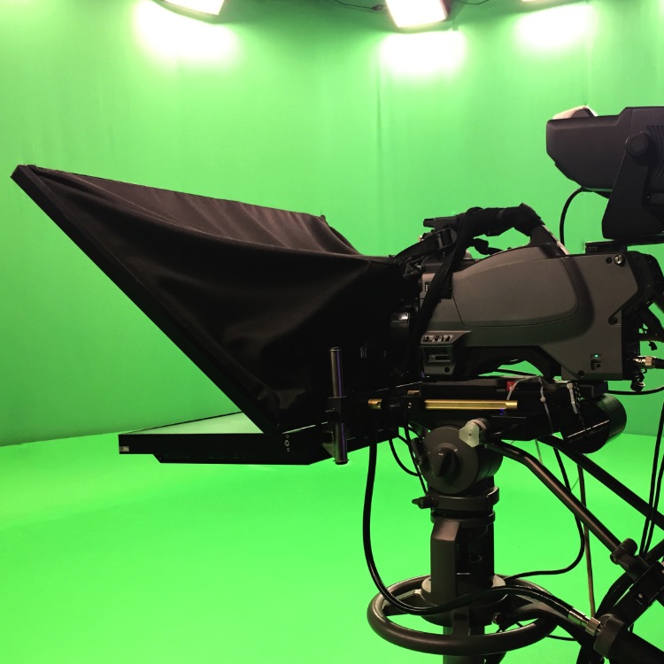 In studio video production with green screen and virtual sets